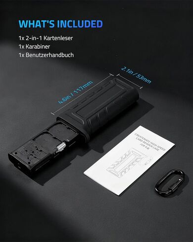 محول قارئ بطاقات SD عالي السرعة 2 في 1، USB 3.2، UHS-Ⅱ، نوع C، SD 4.0/Micro SD/TF/Nano وقارئ بطاقات وحامل للكاميرات والهواتف الذكية والطائرات بدون طيار وكاميرات الحركة in Kuwait