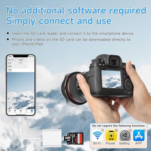SD Card Reader for iPhone 15/16/17/Mac/iPad,USB C to SD Memory Card Adapter,Supports SD Card and TF Card AdapterPortable Micro SD Card Reader,Plug and Play No App Installation Required in Kuwait