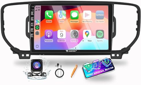 for Kia Sportage 2017-2022 CarPlay Android Auto Navigation Stereo GPS Radio Reverse Camera Display 9" IPS Touchscreen Headunit Tablet Media Player, if Applicable Quad Core 2G+64G Silver in Saudi Arabia