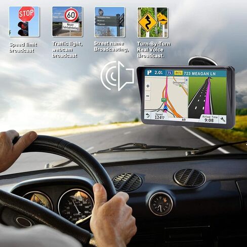 GPS Navigator for Car Truck RV,Navigation System 9 Inch Touchscreen with，2025 Maps (Free Lifetime Updates) Support Voice Turn Direction Guidance/Speed and Red Light Warning/Custom Truck Routing in Kuwait