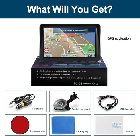 GPS Navigator for Car Truck RV,Navigation System 9 Inch Touchscreen with，2025 Maps (Free Lifetime Updates) Support Voice Turn Direction Guidance/Speed and Red Light Warning/Custom Truck Routing in Kuwait