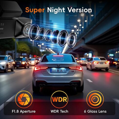 4K 3 Channel Dash Cam Front and Rear with Cabin, 4K+1080P+1080P Dash Camera for Cars, Free 128GB Card Included, Dash Cam with Night Vision, WiFi, GPS, APP Control, Parking Monitor, Loop Recording in Kuwait