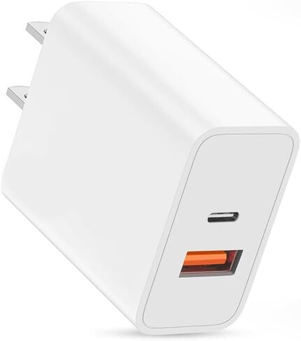 كتلة شاحن حائط USB C، 20 واط USB C&USB A منفذ شحن مزدوج قابس USB C محول طاقة متوافق مع iPhone 17/17e /17 Pro Max/Air/16e/16 ProMax/16Plus/15/14/13/12/11/XS، iWatch، iPad Pro/Air/Mini in Kuwait