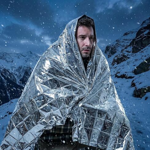 Emergency Thermal Blanket, Lightweight Survival Foil Blanket for Camping, Hiking, Outdoor, First Aid & Emergency Use, Compact Silver Reflective Blanket in Kuwait