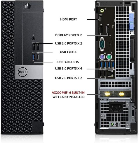 Dell OptiPlex 7050 Desktop Computers PC and 24 inch KOORUI Monitor Bundle, i7-7700 3.6GHz, 32GB Ram 512GB M.2 NVMe SSD+2TB HDD, AX200 Built-in WiFi 6,Bluetooth 5.2,HDMI,Windows 10 Pro (Renewed) in Kuwait