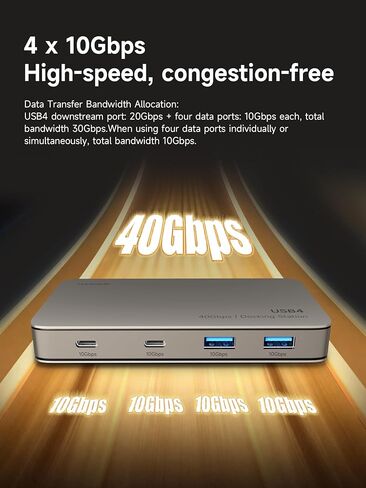 Hagibis USB4 Docking Station, 40Gbps USB C Triple Display Hub with 8K@60Hz HDMI, 100W PD, 20Gbps DP1.4 7.5W USB4 Downstream Port and 4 10Gbps USB3.2 for MacBook Pro Air Laptops Thunderbolt 4/5 Dock in Kuwait