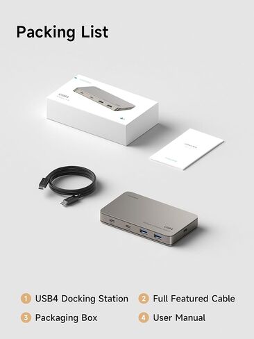 Hagibis USB4 Docking Station, 40Gbps USB C Triple Display Hub with 8K@60Hz HDMI, 100W PD, 20Gbps DP1.4 7.5W USB4 Downstream Port and 4 10Gbps USB3.2 for MacBook Pro Air Laptops Thunderbolt 4/5 Dock in Kuwait