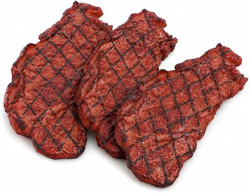 jojofuny 3 Pcs Fake Steak Props, Realistic Artificial Grilled Steak Model, Cooked Meat Food Replica with Grill Marks, Display Only for Food Photography, Restaurant Menu Display, Kitchen Decor in Kuwait