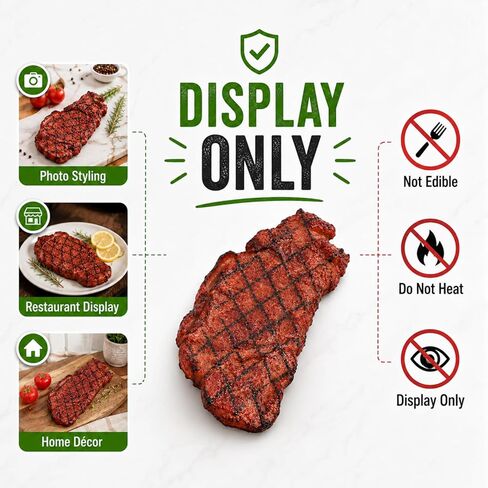jojofuny 3 Pcs Fake Steak Props, Realistic Artificial Grilled Steak Model, Cooked Meat Food Replica with Grill Marks, Display Only for Food Photography, Restaurant Menu Display, Kitchen Decor in Kuwait