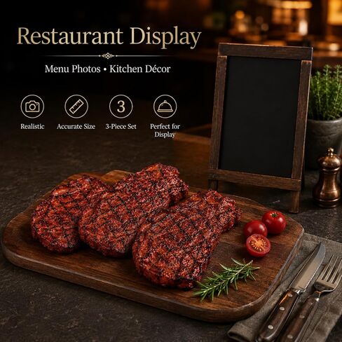 jojofuny 3 Pcs Fake Steak Props, Realistic Artificial Grilled Steak Model, Cooked Meat Food Replica with Grill Marks, Display Only for Food Photography, Restaurant Menu Display, Kitchen Decor in Kuwait