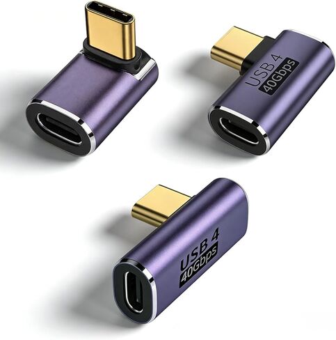 3 Pack USB C Right Angle Adapter Set, 90 Degree USB-C Supporting 40Gbps Data, 100W Power Delivery, 8K@60Hz Video, Compatible with Steam Deck, ROG Ally, Switch, Laptops, Tablets, Phones in Kuwait