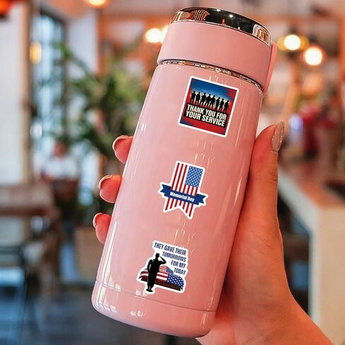 120Pcs Memorial Day Stickers Patriotic Memorial Day Decorations Vinyl Bulk Sticker for Laptop Water Bottle Phone DIY Decal for Bumper in Kuwait