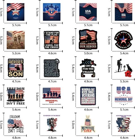 120Pcs Memorial Day Stickers Patriotic Memorial Day Decorations Vinyl Bulk Sticker for Laptop Water Bottle Phone DIY Decal for Bumper in Kuwait