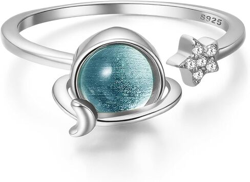 to My Daughter Fidget Ring,KIFUTENG 925 Sterling Silver Fidget Anxiety Spinner Planet Rings for Women Girls Open Adjustable Blue Moon Star Ring Bands with AAA Zirconia Christmas Valentines Day Gifts in Saudi Arabia