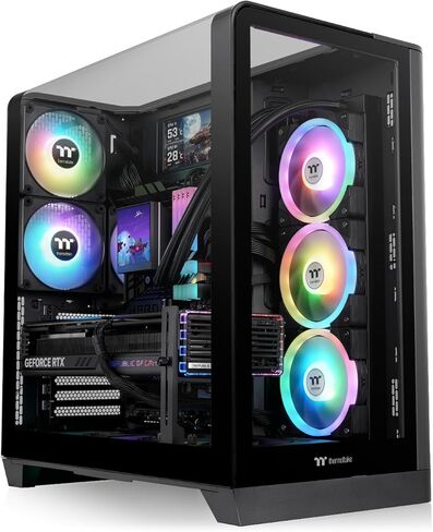 ثيرمالتاكي فيو 390 تي جي؛ منتصف البرج؛ مراوح 2 × 120 مم CT PWM متضمنة؛ دعم المبرد 360 مم؛ خلوص وحدة معالجة الرسومات 460 مم؛ دعم الموصل المخفي؛ فتحات PCIe قابلة للتدوير؛ أسود؛ CA-11F-00M1WN-01 in Kuwait