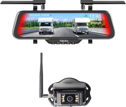 Haloview Byte Tango BT16-V1 1080P Mirror Dashcam ونظام كاميرا الرؤية الخلفية اللاسلكية مع كشف البقع العمياء (BSD) للمركبات الترفيهية (الارتفاع 9.2-13.1 قدم) - BT16-V1 in Kuwait