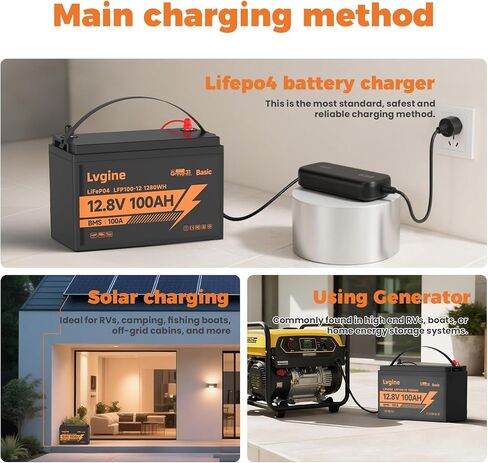 12V 100Ah LiFePO4 Lithium Battery, 15000+ Deep Cycles, 100A BMS Group 31 1280Wh Rechargeable Lithium Iron Phosphate Battery for Trolling Motor, Marine, Solar, UPS, RV, Boat, Off-Grid in Kuwait