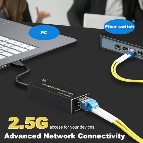 محول شبكة ألياف USB صغير C إلى 2.5G، USB3.0 Type-C 5V إلى 2.5G Base-X SFP محول إيثرنت الألياف البصرية، يدعم Windows/Linux، لأجهزة الكمبيوتر المحمول/الكمبيوتر الشخصي/الكمبيوتر اللوحي in Kuwait