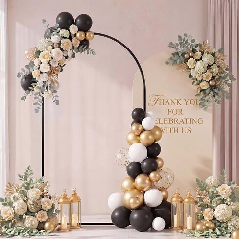 1 Pack Wedding Arch Backdrop Stand 7.2FT Black Metal Balloon Stand Assembly Arch Frame for Wedding Birthday Ceremony Baby Shower Balloon Photo Decorations in Kuwait