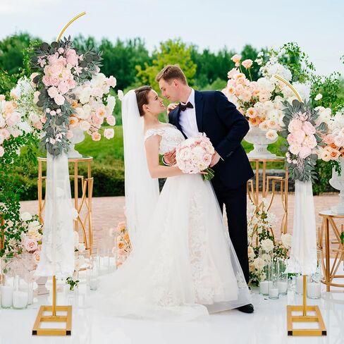 Metal Wedding Arch Backdrop Stand Set of 2, Gold Curved Top Wedding Arch Frames (7.2FT/6FT),Wedding Arches for Ceremony, Birthday, Anniversary, Bridal, Baby Shower Flower Arch Stand in Kuwait