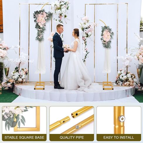 Metal Wedding Arch Backdrop Stand Set of 2, Gold Curved Top Wedding Arch Frames (7.2FT/6FT),Wedding Arches for Ceremony, Birthday, Anniversary, Bridal, Baby Shower Flower Arch Stand in Kuwait
