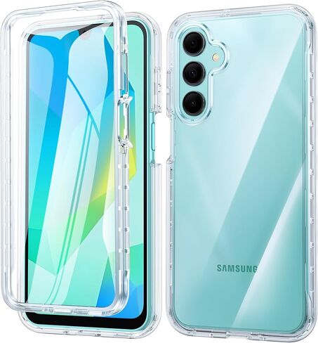 FNTCASE for Samsung Galaxy A14-5G Case: Clear Shockproof Protective Phone Case with Built-in Screen Protector - Slim Rugged Dual Layer Full Protection Transparent TPU Case Bumper Cover (Crystal Clear) in Kuwait