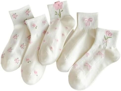 Coquette Bow Socks Summer Cotton Cotton Floral Ongle Cleatable That Athletic Runch Low Cut Socks in Saudi Arabia