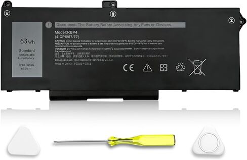 بطارية كمبيوتر محمول RJ40G لجهاز Dell Latitude 155520 Latitude 14 5420 Precision 153560 Series متوافقة مع M033W 01K2CF 075X16 WY9DX P137G P137G001 P104F P104F001 0WK3F1 0M3KCN 15.2V 63WH 3941 مللي أمبير in Kuwait