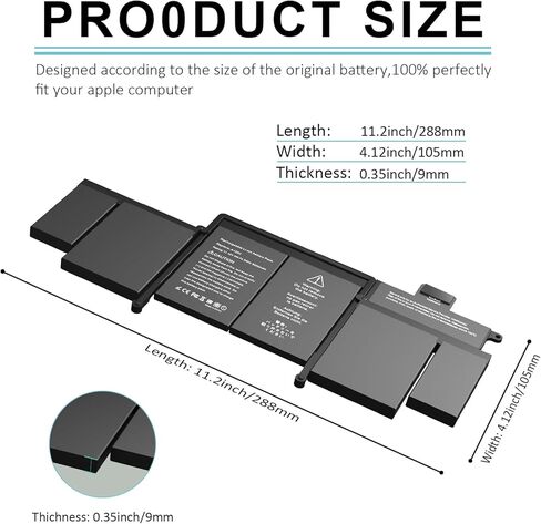 بطارية BNDeluxe A1502 A1582 لجهاز MacBook Pro Retina مقاس 13 بوصة A1493 [أوائل 2015، منتصف 2014، أواخر 2013] 11.42 فولت، 74.9 وات في الساعة in Kuwait