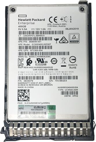 HPE Write Intensive Solid State Drive 400 جيجابايت SAS 12 جيجابايت/ثانية أسود (873351-B21) in Kuwait