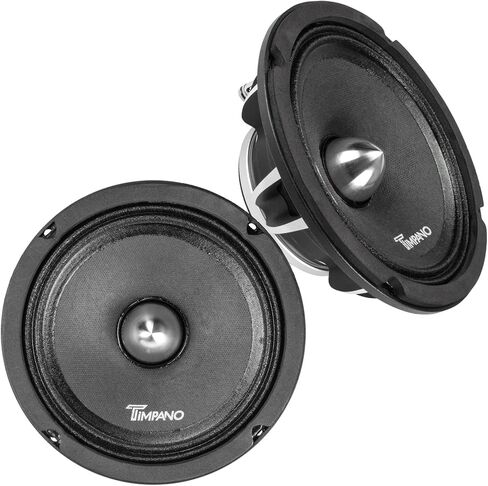 Timpano 1200 Watts 6.5" Neodymium Midrange Speakers of TPT-NEO6-4 Bullet 4 Ohm Shallow Mount PRO Audio Mid Range Loudspeaker (Bundle 2 Speakers) High Output Premium Car Speaker in Kuwait