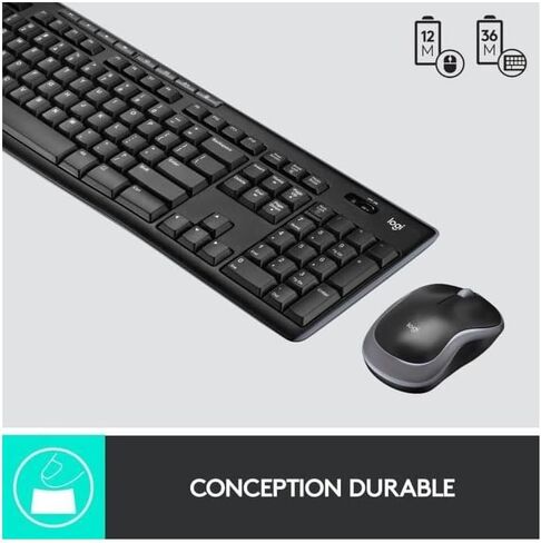 Logitech Wireless Combo MK270 - مجموعة لوحة مفاتيح وماوس - 2.4 جيجا هرتز - فرنسي in Kuwait