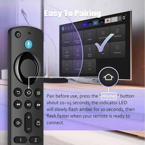 Replacement Voice Remote Control Fit for All Fire Smart TV Cube, Firestick 4K/4K Max (1st/2nd Gen), Stick (2nd/3rd Gen)/Lite/HD, Smart TV 3rd Gen, for Hisense TCL Insignia TVs in Kuwait
