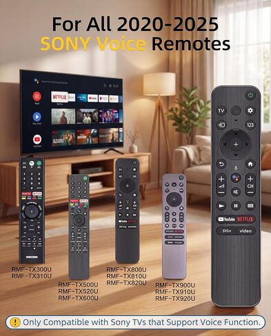 Voice Remote for Sony Smart TVs, Replacement Control with 4 Quick Link Buttons, Compatible with All 2018-2025 Sony Bravia Google 4K UHD LED LCD HD Smart TVs in Kuwait