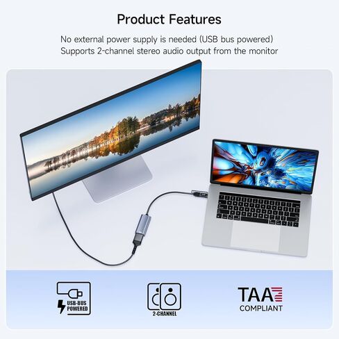 محول KCEVE USB إلى HDMI، محول USB-A 3.0 ذكر إلى HDMI أنثى 1080P@60 هرتز، مناسب لنظام التشغيل Windows XP/7/8/10/11 - لا يمكن استخدام واجهة BIOS، فقط يدعم الجيل الحادي عشر أو المعالج الأحدث in Kuwait