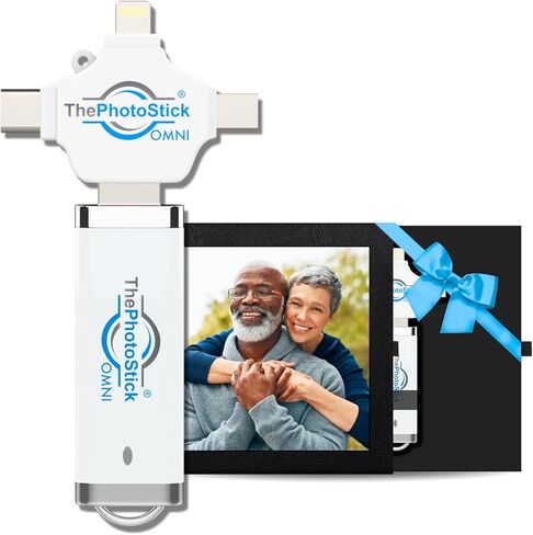 ThePhotoStick Omni 64GB - النسخ الاحتياطي الآمن للصور والفيديو | صندوق الإطار التذكاري ThePhotoStick - إطار عرض الصور المدمج in Kuwait