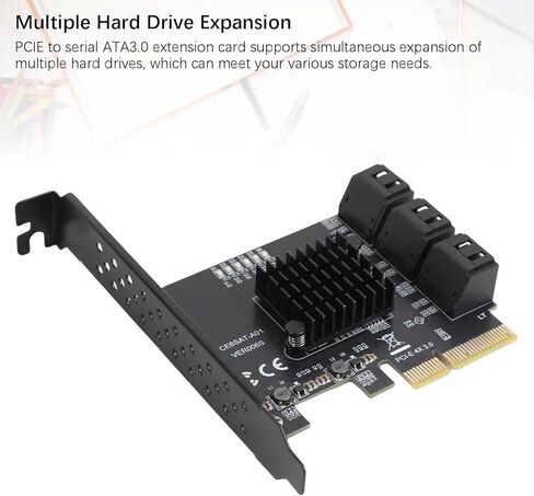 بطاقة تمديد القرص الصلب PCIE إلى 6 منافذ، واجهة PCIE 3.0 لمجموعة شرائح ASM1166، مع سرعة نقل سريعة وأداء مستقر، لتوسيع تخزين النظام in Kuwait