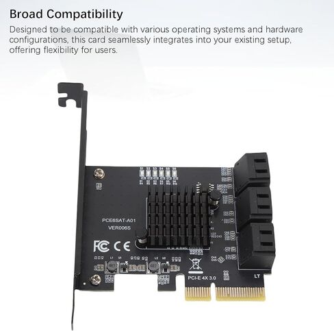 بطاقة تمديد القرص الصلب PCIE إلى 6 منافذ، واجهة PCIE 3.0 لمجموعة شرائح ASM1166، مع سرعة نقل سريعة وأداء مستقر، لتوسيع تخزين النظام in Kuwait