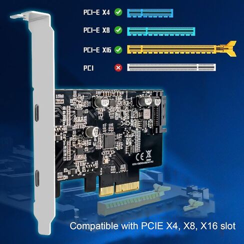 بطاقة توسيع USB 3.2 Gen PCIe بمنفذين بسرعة 10 جيجابت في الثانية USB C 3. بطاقة PCIe بسرعة 10 جيجابت في الثانية C مع شرائح VL805 VL160 لأجهزة الكمبيوتر المكتبية OS X in Kuwait