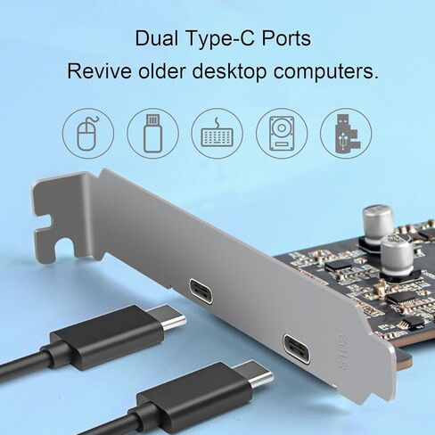 بطاقة توسيع USB 3.2 Gen PCIe بمنفذين بسرعة 10 جيجابت في الثانية USB C 3. بطاقة PCIe بسرعة 10 جيجابت في الثانية C مع شرائح VL805 VL160 لأجهزة الكمبيوتر المكتبية OS X in Kuwait