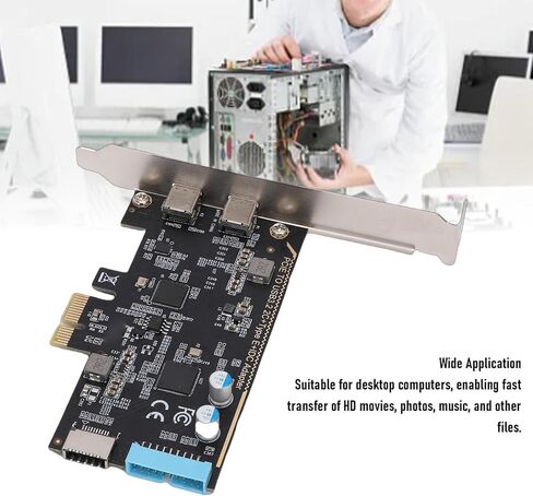 Diyeeni PCIe to Dual Type C Card with ASM1042 Chip 5Gbps USB 3.0 PCI Express Expansion Card for Desktop Computer Wins10 11 7 8 Vista in Kuwait