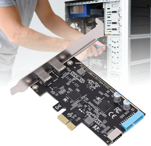 Diyeeni PCIe to Dual Type C Card with ASM1042 Chip 5Gbps USB 3.0 PCI Express Expansion Card for Desktop Computer Wins10 11 7 8 Vista in Kuwait