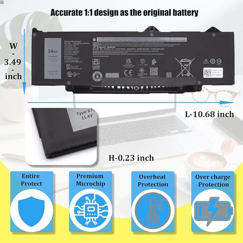 R73TC استبدال البطارية لـ Dell Latitude 3340 3440 3540 3480 3580 5340 5440 5540 سلسلة بطارية الكمبيوتر المحمول DR02P 2X1V9 GTG7N GRWKG KDM9P 54Wh in Kuwait