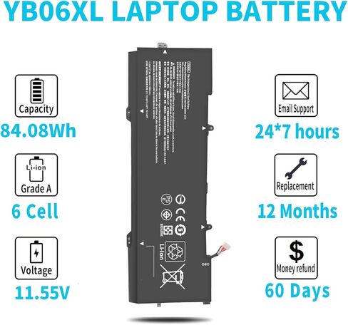 YB06XL 928372-856 Battery for HP Spectre x360 Convertible 15-CH 15T-CH000 15-CH0XX 15-CH011DX 15-CH001TX 15-CH002TX 15-CH010TX 15-CH013TX 928372-855 928427-272 928427-271 HSTNN-DB8V HSTNN-DB8H in Kuwait