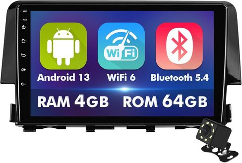 9 Inch IPS Touchscreen Android 14 Car Stereo for Honda Civic 2016-2020 with Wireless CarPlay & Android Auto 2+64GB Car Radio, Support GPS, WiFi 6, Bluetooth,5.4, FM Radio, Backup Camera, SWC, Dual USB in Kuwait