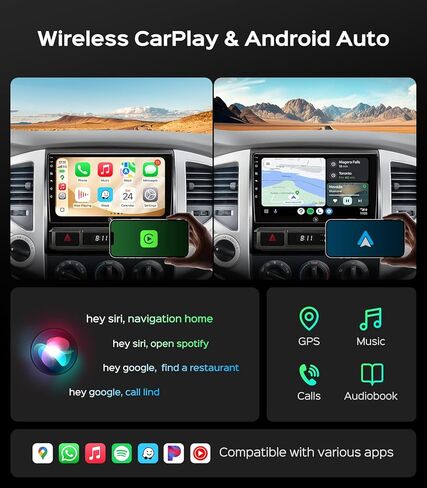 ستيريو راديو السيارة لسيارة Toyota Tacoma 2005-2015، وحدة رأسية بشاشة تعمل باللمس مقاس 9 بوصات مع Android 13/CarPlay/Android Auto/4+64G /GPS Navigation/Bluetooth/FM/RDS Radio/كاميرا احتياطية عالية الدقة (4 النوى 9" 4+64G) in Kuwait
