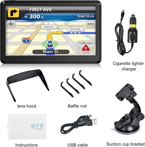 جهاز ملاح GPS لشاحنة السيارة RV، أحدث الخرائط لعام 2026، شاشة لمس 7 بوصة مع توجيه صوتي، حد السرعة وتنبيهات الكاميرا ذات الضوء الأحمر in Kuwait