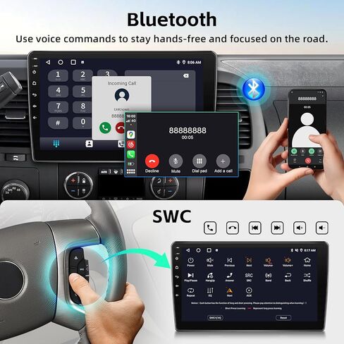 ترقية راديو ستيريو للسيارة لسيارة Chevy Silverado 2007-2013 Tahoe GMC Sierra Yukon بديلة وحدة رأس Android 15 مع شاشة لمس 10 بوصة CarPlay Android كاميرا احتياطية تلقائية (2+64G) in Kuwait