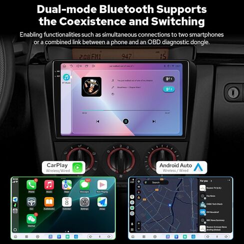 JOYING 9.5 بوصة Android Car Stereo 2K QLED تعمل باللمس مع CarPaly وAndroid Auto، راديو Din واحد 12 جيجابايت + 256 جيجابايت وحدة رئيسية، ملاحة GPS، بلوتوث، 5G WiFi، DSP، SWC (JY-UTS17N12) in Kuwait