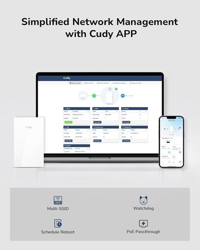 Cudy AP3000Wall WiFi6 AX3000 in-Wall Wireless Gigabit Access Point,Support OFDMA,MU-MIMO,Beamforming,PoE Powered,Cudy App Control or Web Configuration (Renewed) in Kuwait